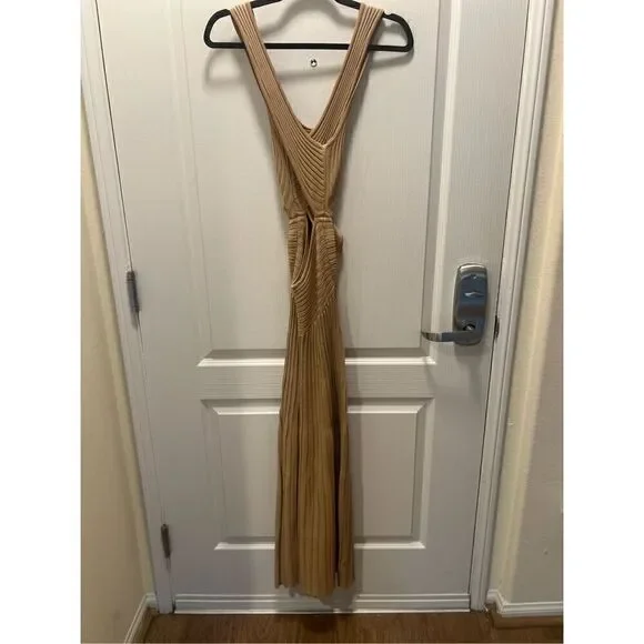 SOVERE Cleo Knit cut out details midi Dress color: Mink Size S NWT$226 - Picture 6 of 9